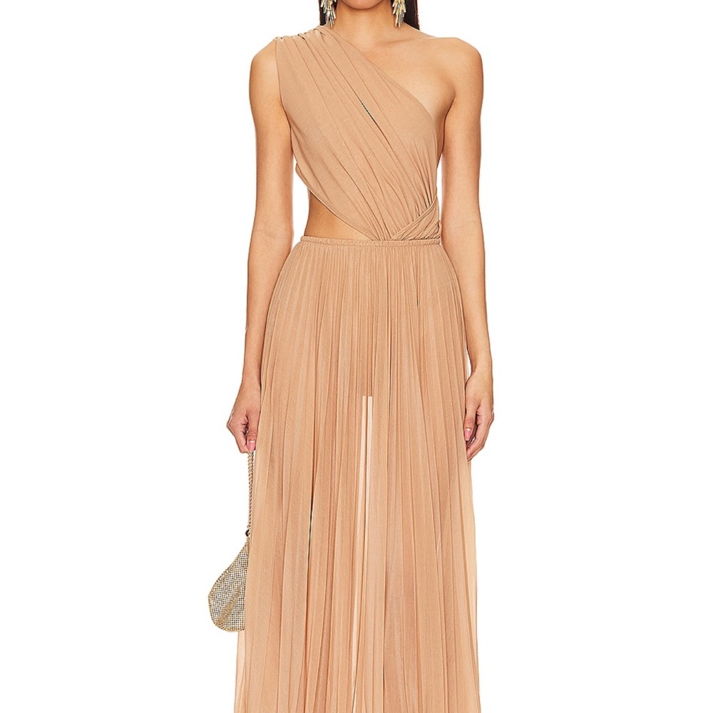 Ronny Kobo Tan One-Shoulder Set